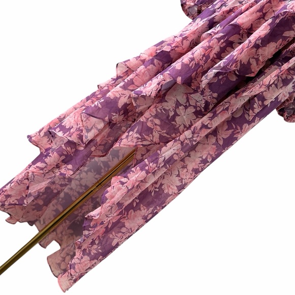 Hutch Floral Wrap Midi Dress XS Purple High Low Sadey Wedding Guest NWT - Picture 7 of 16